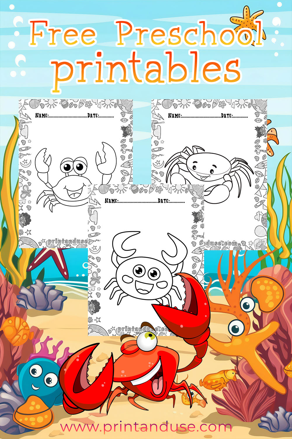 Crab Coloring Pages for Kids