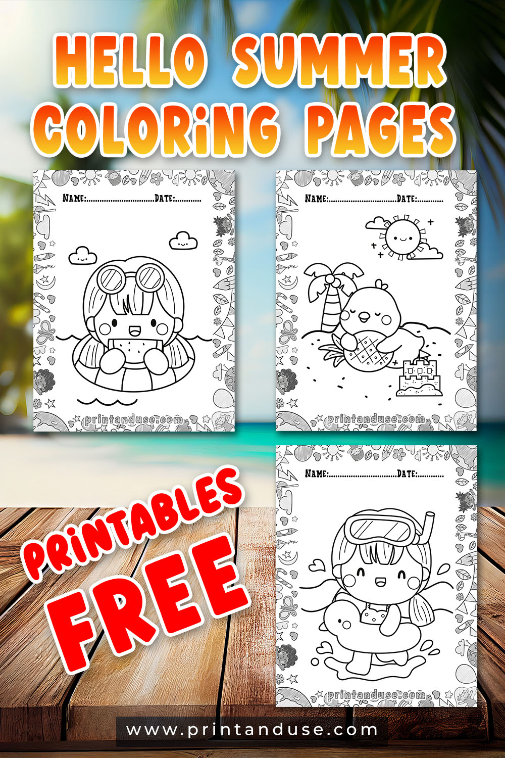 Hello Summer Coloring Page